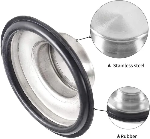 Vista 3 de CORNERJOY Tapón para fregadero de cocina de acero inoxidable, borde ancho grande de 3.38 pulgadas de diámetro, tapón de eliminación de basura