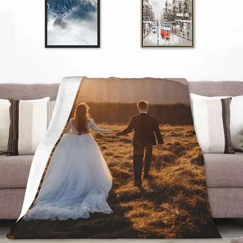 Vista 3 de Manta personalizada con fotos, texto, Manta Personalizada con imagen, texto o fotos para regalos de cumpleaños de adultos o niños, Navidad, Noche