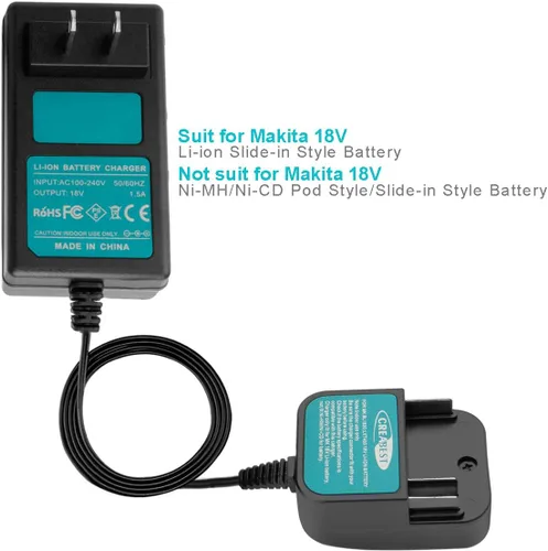 Vista 6 de Creabest 18V Li-ion Battery Charger Compatible with Makita BL1815 BL1830