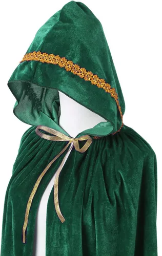 Vista 4 de Capa de terciopelo con capucha unisex para niños, disfraz de Halloween y Navidad