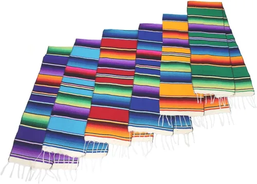 Vista 3 de Camino de mesa de serape mexicano 72 x 12 pulgadas por Leos Imports (TM) (Aqua)