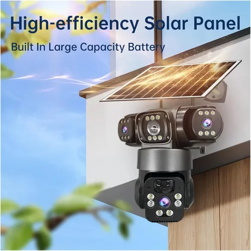 Vista 5 de Cámara de seguridad para exteriores PTZ solar de triple lente Cámara 4G de 12MP Añadir 32G