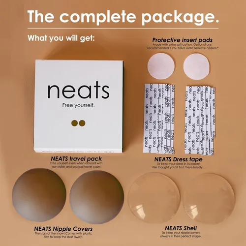 Vista 6 de NEATS Fundas para pezones para mujer, reutilizables e hipoalergénicas de silicona