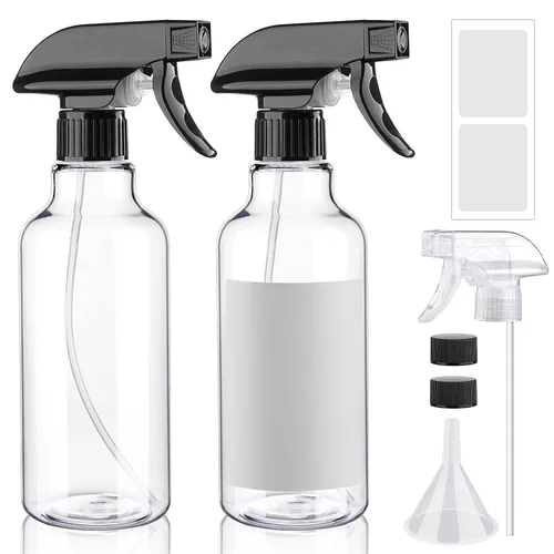 Vista 10 de Botellas de spray de plástico Hethyo Botellas de spray vacías 16.9oz/500ml Paquete de 2 botellas de pulverización resistentes Botella de agua
