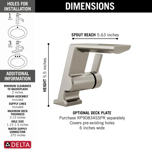 Vista 3 de Delta Faucet 599-SS-PR-MPU-DST Grifo de barra pivotal, Lumicoat Inoxidable