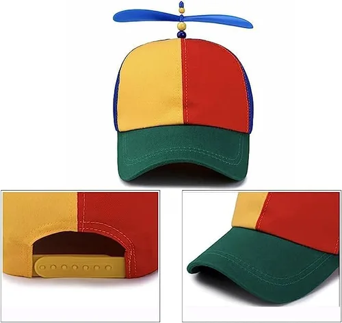 Vista 2 de MiniYoSexier Gorra de béisbol colorida, gorra de béisbol unisex de bambú con retazos de libélula de bambú, ajustable, sombrero de hélice