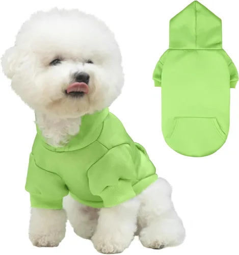 Vista 17 de KOOLTAIL Sudadera básica con capucha para perro, suave y cálida, con agujero para correa y con bolsillo, abrigo de invierno para perros, ropa