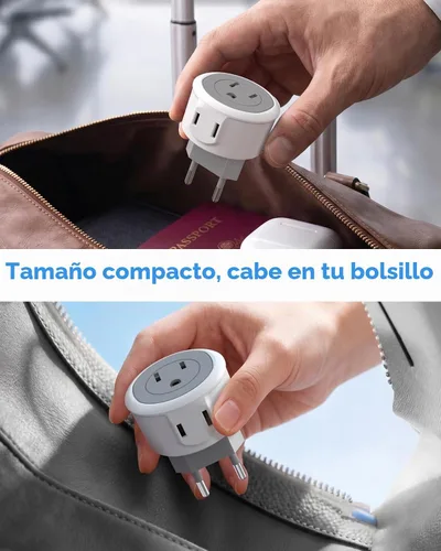 Vista 6 de Paquete de 2 adaptadores de enchufe de viaje europeos, adaptador de enchufe de EE. UU. a Europa