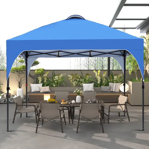 Vista 8 de GDY Tienda de campaña desplegable de 8 x 8 pies, kiosco fácil de instalar, toldo para exteriores con 3 alturas ajustables para eventos, fiestas, Azul