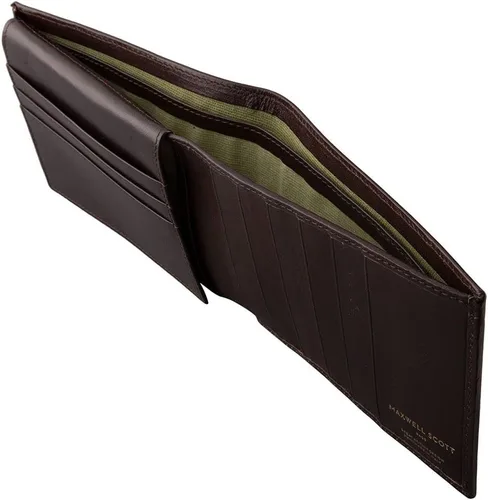 Vista 3 de Maxwell Scott Mens Luxury Leather Trifold Wallet The Gallucio Handmade In Italy Dark Chocolate Brown