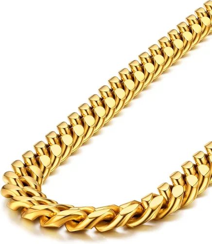 Vista 11 de ChainsPro Stainless Steel Mens Cuban Link Chains, Hip Hop Miami Necklace Negro