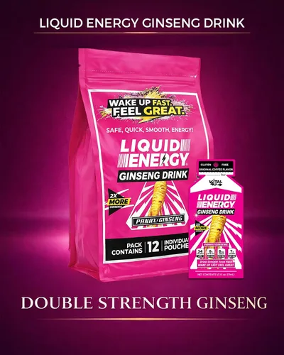 Vista 8 de VITAL 4U Liquid Energy - Bolsas de café energético, 24 unidades, 175 mg de cafeína con Panax Ginseng y vitaminas B