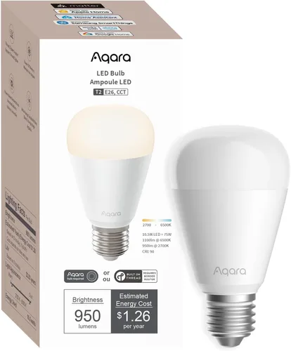 Vista 7 de Aqara Thread/Zigbee - Bombilla LED inteligente T2 E26, blanco sintonizable (2000K-9000K), bombilla RGB que cambia de color con 16 millones