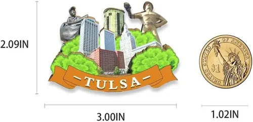 Vista 3 de Imán de Tulsa de Estados Unidos para nevera, hitos de madera, 3D, viajes, coleccionables, recuerdos, decoración hecha a mano2
