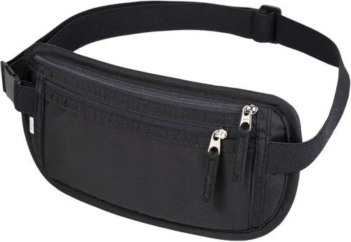 Vista 4 de Cinturón de dinero para pasaporte para mujeres y hombres - Cartera de viaje Negro