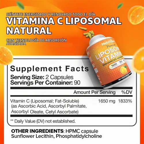 Vista 7 de Nutrivein Paquete de suplementos de resveratrol y vitamina C liposomal NAD: cápsulas de vitamina C de alta absorción y par de suplementos