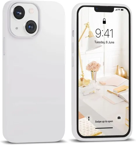 Vista 25 de IceSword Funda compatible con iPhone 13 – Silicona líquida delgada protectora contra caídas, a prueba de golpes, suave antiarañazos, azul pastel