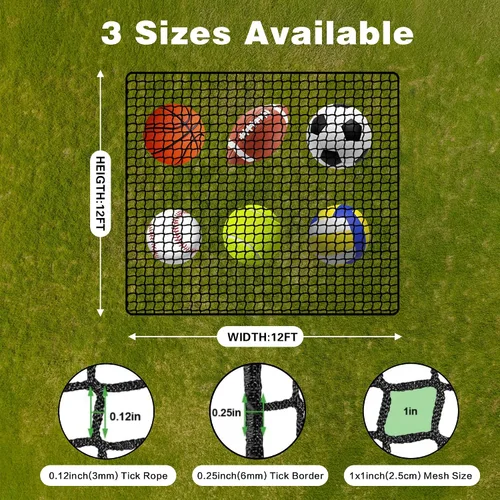 Vista 2 de Red de golf, 12 x 12 pies, 12 x 15 pies, 12 x 20 pies, red de práctica deportiva para béisbol, hockey, fútbol, red para garaje, patio trasero, red