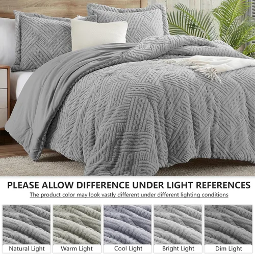 Vista 7 de Homelike Moment - Juego de edredón esponjoso tamaño individual, color gris, cálido, para cama individual, juego de ropa de cama para invierno
