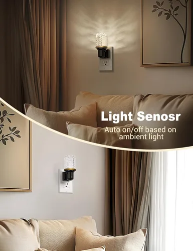 Vista 3 de JandCase Luz de Noche LED, Luces Nocturnas Regulables Enchufables en la Pared, Luz Nocturna Moderna con Sensor de Luz Automático de Encender/Apagar