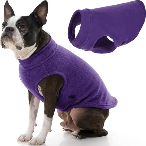 Vista 33 de Gooby - Chaleco de Vellón Elástico, Chaleco de Vellón Tipo Pullover Chaqueta Suéter para Perros, Azul Argyle, Extra Pequeño