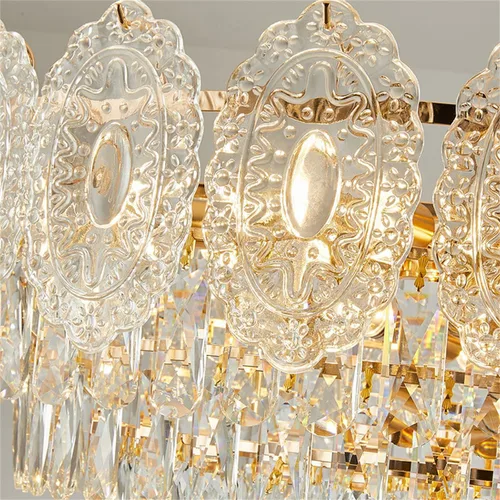 Vista 7 de Modern Gold Chandeliers Lighting, Creative Cloud Glass Pendant Ceiling Fixture Lamp, D55cm Round Crystal Glass Chandelier, 9-Light, Applicable to