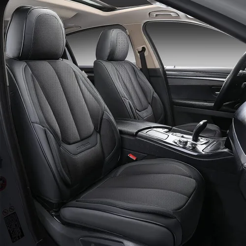 Vista 28 de Coverado Fundas de Asientos Delanteros, Funda de Asiento de Cuero Sintético de Lujo Impermeable, Protector de Asiento de Coche Beige, Funda