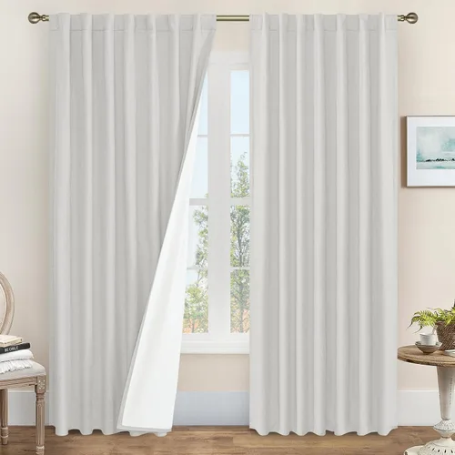Vista 84 de LAMIT Cortinas opacas cortas de lino de 30 pulgadas para ventanas de cocina sobre el fregadero, cortinas de café texturizadas de lino marfil