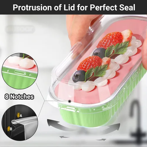 Vista 4 de EUSOAR Forros para magdalenas con tapas, 30 unidades de ramekins de papel de aluminio de 6.8 oz, mini moldes para pan de aluminio desechables