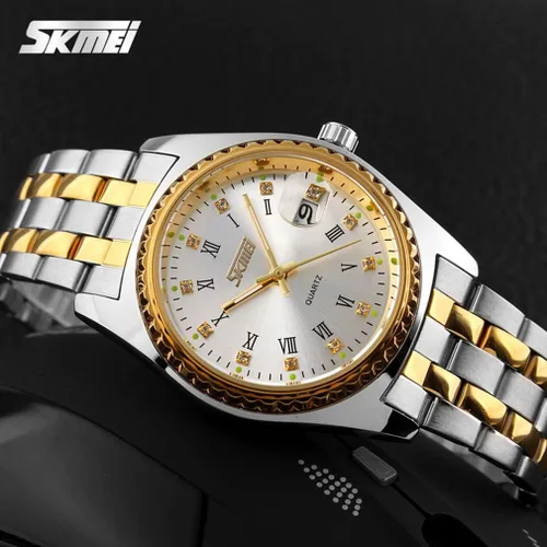 Vista 3 de SKMEI Watches for Couples Men and Women His and Hers Pair Watch Set Husband Wife Valentines Matching Wedding Gifts Classic Stainless Luxry Business