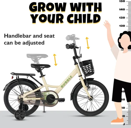 Vista 6 de Glerc Bicicleta de burbujas para niños, bicicleta para niños de 12 a 16 pulgadas, para niños de 2 a 8 años, bicicleta para niños con cesta y ruedas
