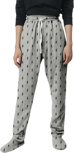 Vista 3 de Pantalones deportivos con pies para mujer, cintura elástica, holgados, casuales, con bolsillos, cordón ajustable, pantalones de pijama a cuadros