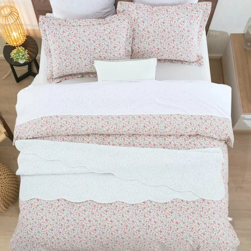 Vista 5 de DAUAOTO Juego de funda de edredón Twin XL de 68"X92", ropa de cama de algodón con estampado de granja para cama Twin XL extra larga, patrón floral