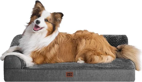 Vista 49 de EHEYCIGA - Cama ortopédica para perros de tamaño mediano, cama de espuma viscoelástica para perros, color beige Small Dog Sofa with Washable