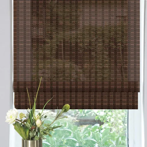 Vista 10 de Persianas romanas de madera personalizadas, persianas opacas forradas de bambú para ventanas y puertas, patrón 1