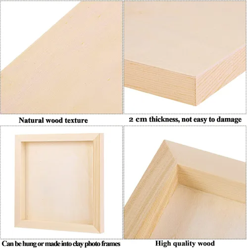 Vista 8 de ADXCO Paquete de 8 Paneles de Madera de 8 x 8 Pulgadas Lienzo de Madera Sin Terminar Tableros de Panel de Madera para Pintar, Verter, Uso Artístico