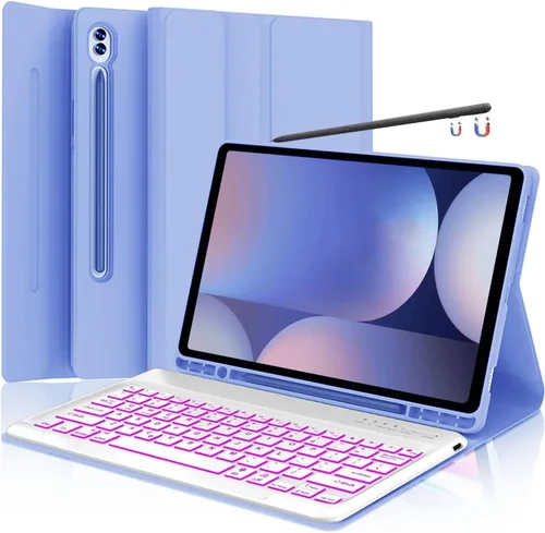 Vista 12 de Funda para teclado para Samsung Galaxy Tab S6 Lite de 10.4" 2024 2022/2020 (SM-P610/P613/P615/P619), Funda para teclado retroiluminada desmontable
