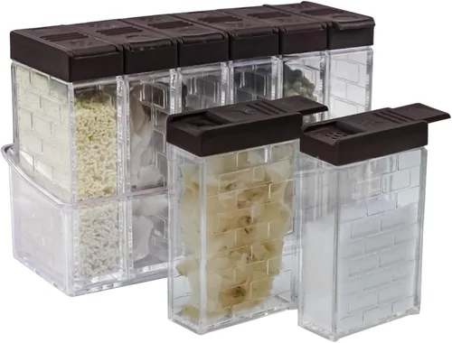 Vista 9 de Jucaifu 6 frascos para especias cocteleras, salero y pimentero, dispensador de especias de plástico, salero, caja agitadora de condimentos, juego