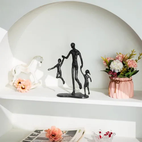 Vista 3 de Regalos de cumpleaños para papá de Sziqiqi - Estatua de hierro de amor entre padre e hijo, escultura para decoración del día del padre, boda