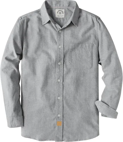 Vista 17 de Dubinik® Camisa de franela, para hombre, de manga larga, a cuadros, suave, 100% algodón, informal, con botones, ajuste regular Gris Negro