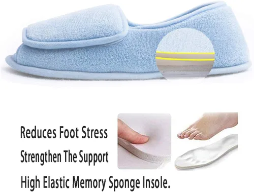 Vista 5 de Git-up -Pantuflas para mujer con diabetesartritisedema, cierre ajustable, espuma viscoelástica, punta abierta, extra ancha