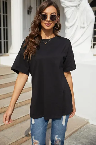 Vista 3 de Fisoew Women's Oversized T Shirts Tees Half Sleeve Crew Neck Cotton Tunic Tops