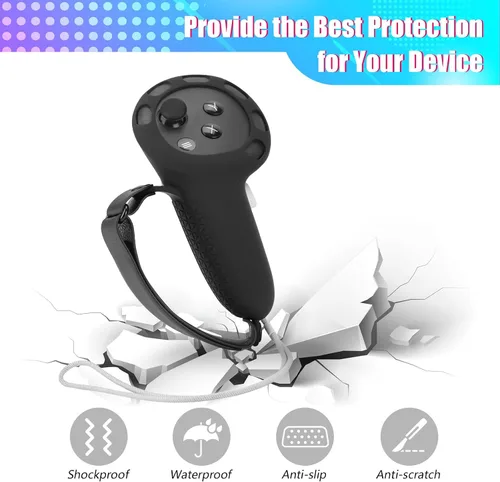Vista 3 de OOAVR Controller Grips Cover for Oculus Quest 3,VR Silicone Face Pad,Lens Protection Cover,Thumbstick Covers(4pcs SetBlack)