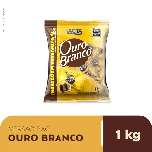 Vista 3 de Lacta Ouro Branco Bombon 1 kg (2.2 lbs) - 1 Pack