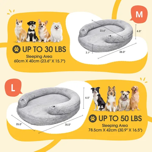 Vista 2 de BurgeonNest - Cama ortopédica para perros grandes, sofá suave impermeable con almohada, cama con respaldo, funda extraíble y lavable, base