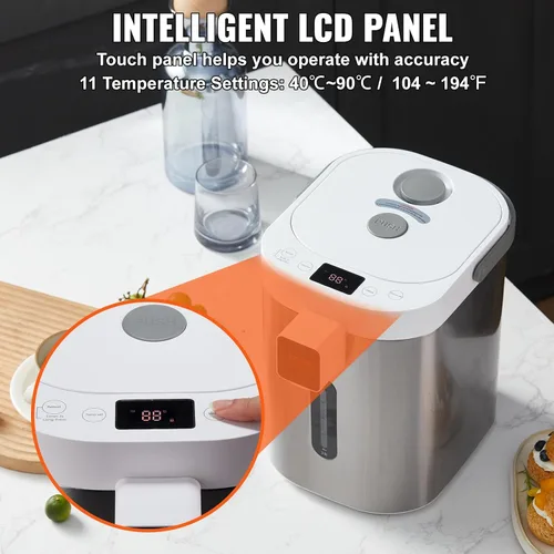Vista 21 de VEVOR Dispensador de agua caliente, caldera y calentador de agua ajustable de 4 temperaturas, calentador de agua de encimera de acero inoxidable