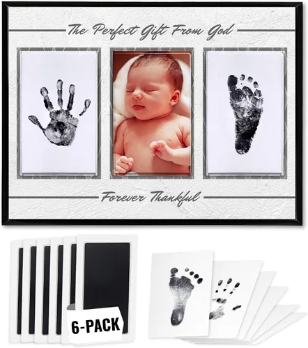 Vista 11 de Kit de manos y huellas sin tinta, placa de recuerdo de bebé y regalos de baby shower, ideal como regalo de mamá, marcos de fotos para guardería, kit