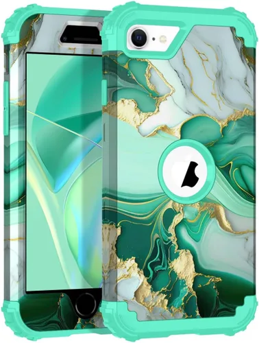 Vista 146 de Hocase Funda para iPhone SE 2022/2020, resistente a prueba de golpes, de plástico duro+goma de silicona, funda protectora híbrida para iPhone SE