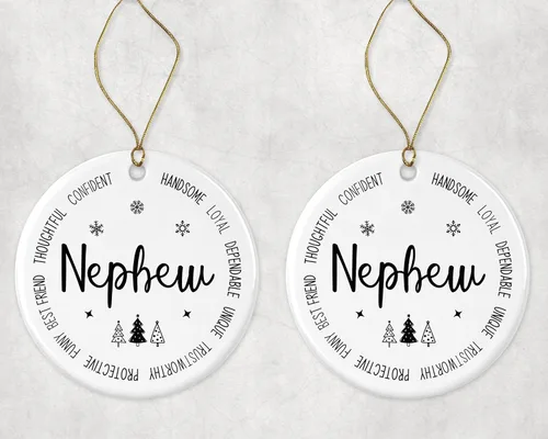 Vista 3 de Best Nephew Ever Christmas Ornament, Xmas Keepsake Gift from Daughter or Son, New First Nephew Gift, Printed on One Side