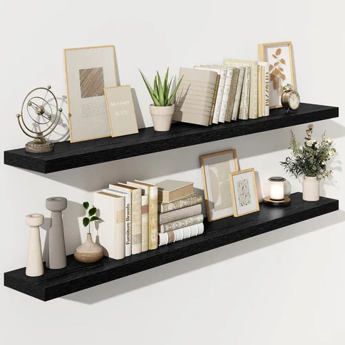 Vista 14 de Fun Memories Estantes flotantes – Estante de pared de 9.3 pulgadas de profundidad para decoración y almacenamiento – Estantería de exhibición